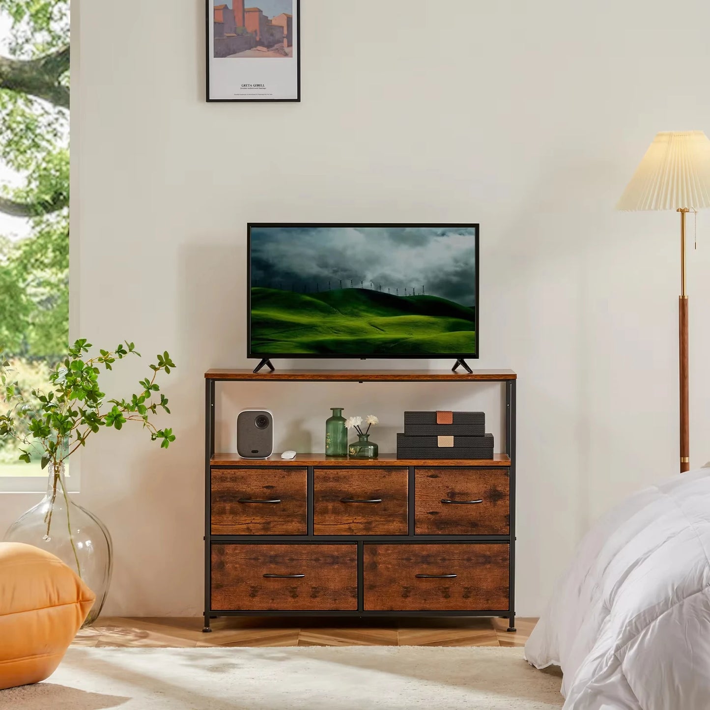 Fireplace TV Stand Dresser For Bedroom