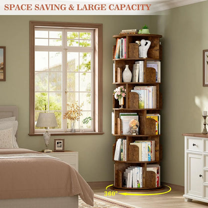 6 Tier Rotating Bookshelf
