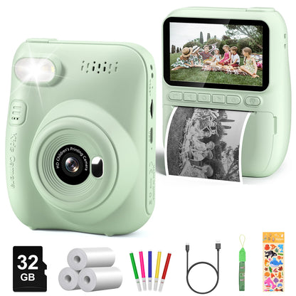 Instant Print Digital Camera for Kids, with 3 Rolls of Printer Paper
