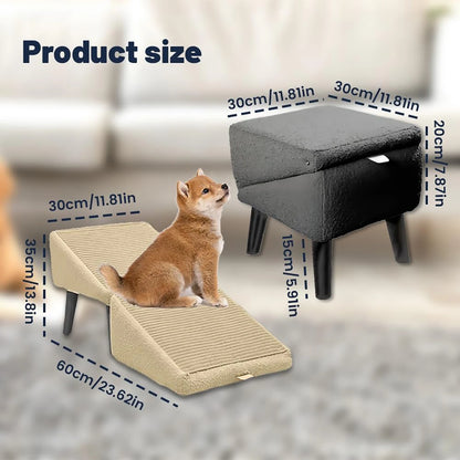 All-in-One Lightweight Folding Pet Ramps Stairs for Couch, Bed