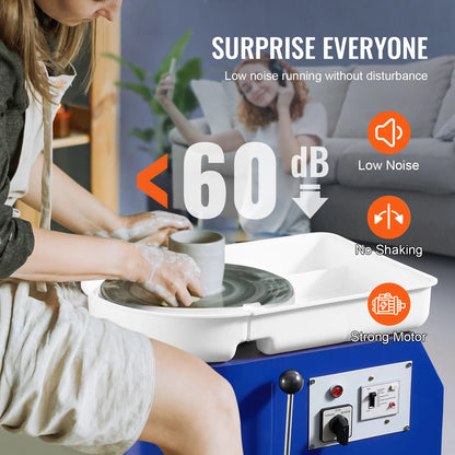 11in Pottery Wheel Machine, Adjustable Foot Pedal Control