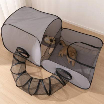 Square Gray Play Tunnel Foldable Pets Nest