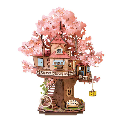 Model Kits to Build Sakura Tree House 3D Wooden Puzzles