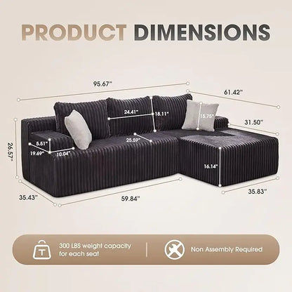 Modular L-Shaped Sectional with Storage Modules