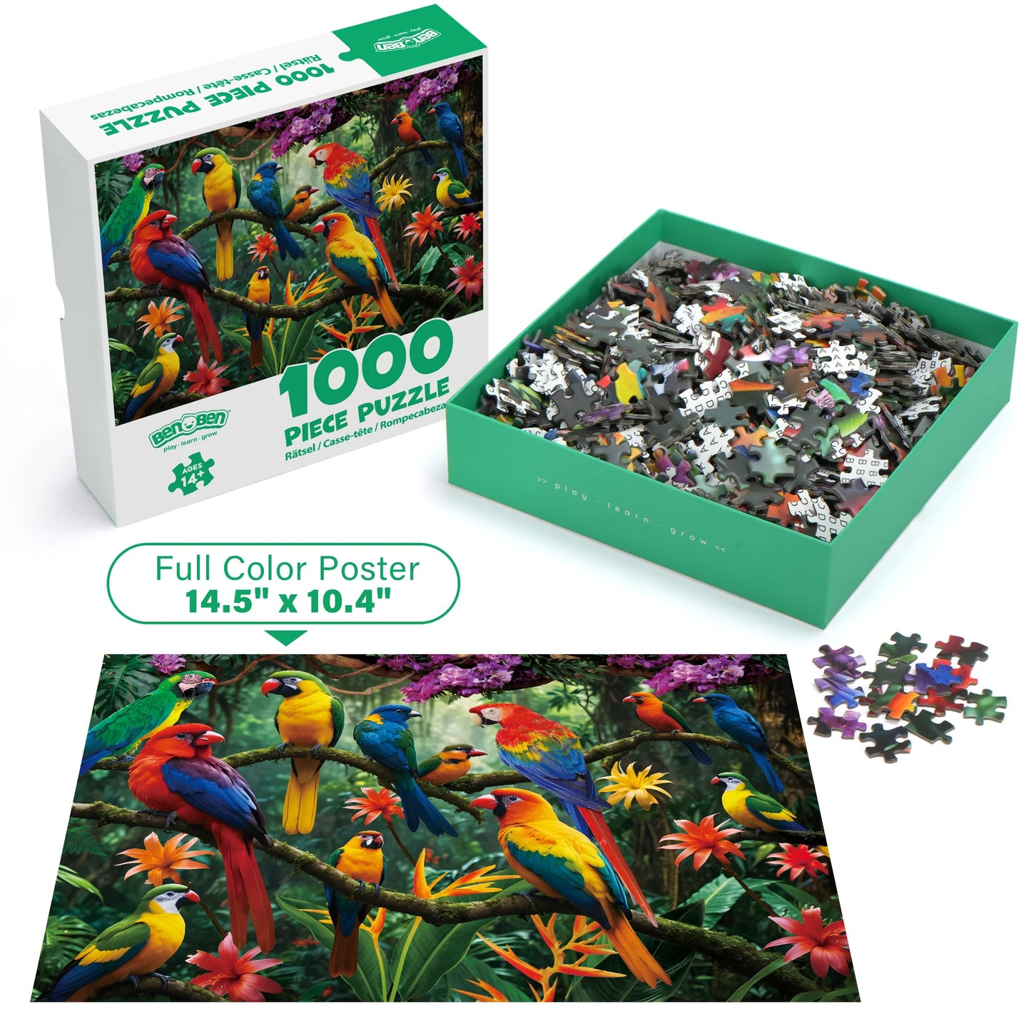 Parrots in the Jungle 1000 Piece Jigsaw Puzzle