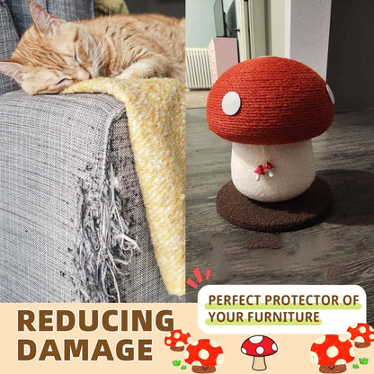 Red Mushroom-Shaped Sisal Cat Scratching Post