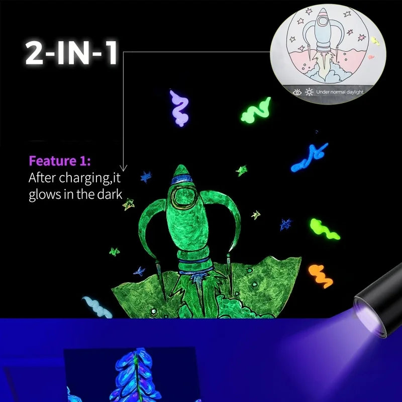 Neon Glow Acrylic Paints, 2IN1 Waterproof Paint