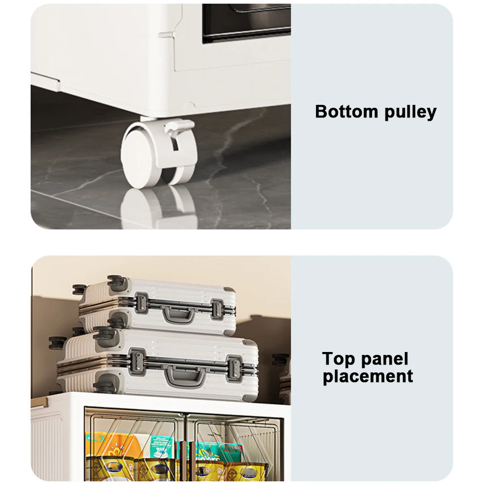 4 Tier Stackable Storage Bins with Wheels for Living Room Bedroom