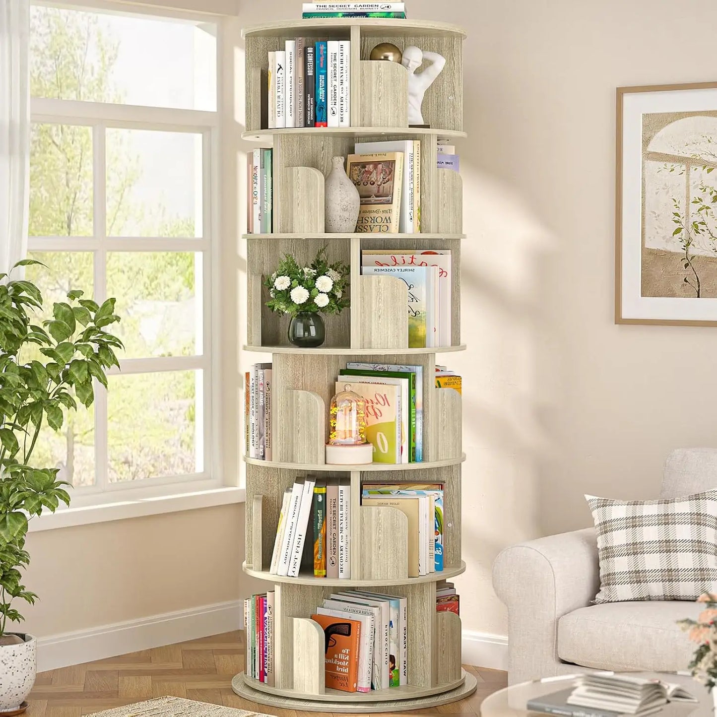 6 Tier Rotating Bookshelf