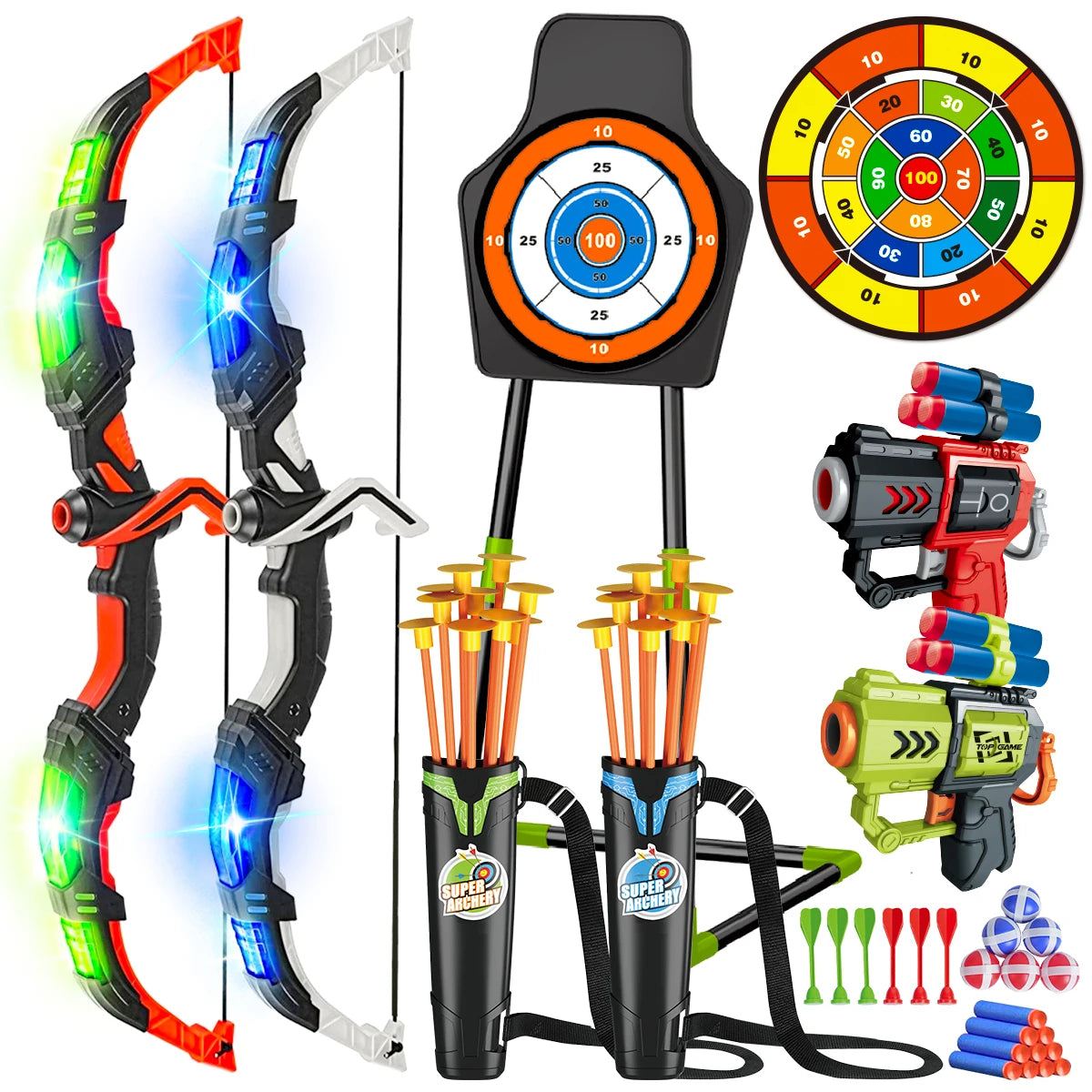 Bow Arrow + Guns Toy For Kids Archery Stand Target Board