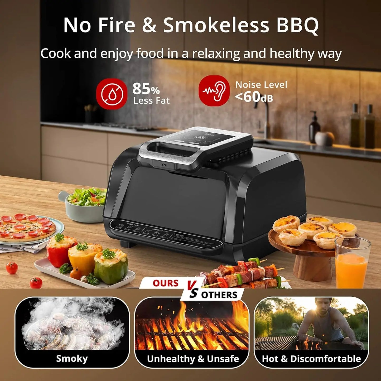 7-in-1 Smokeless Indoor Electric Air Grill Fryer