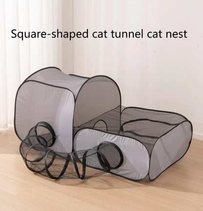 Square Gray Play Tunnel Foldable Pets Nest