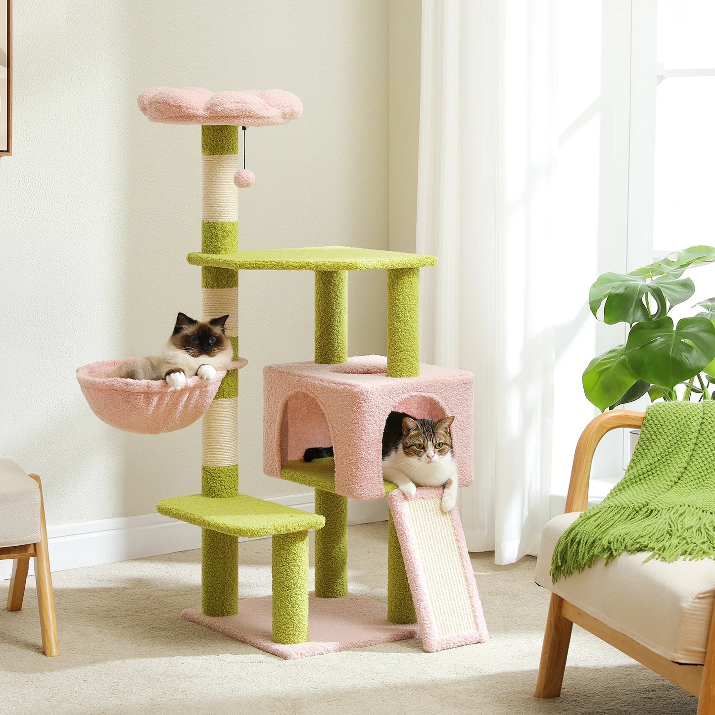 Flower Cat Tree Multi-Level Cat Tower with Scratching Posts