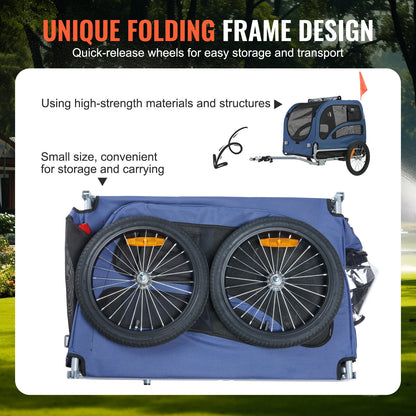 Pet Cart Bicycle Carrier with Reflectors, Collapsible for Travel