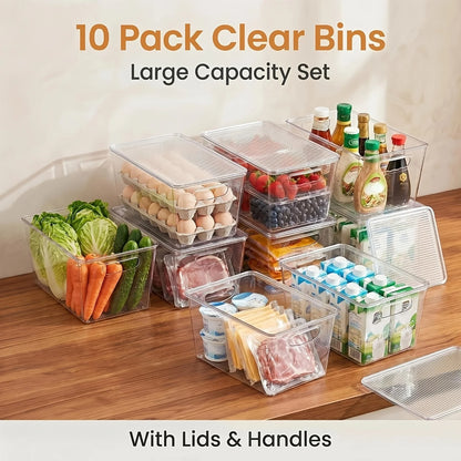 10 Pack Clear Stackable Storage Bins with Lids
