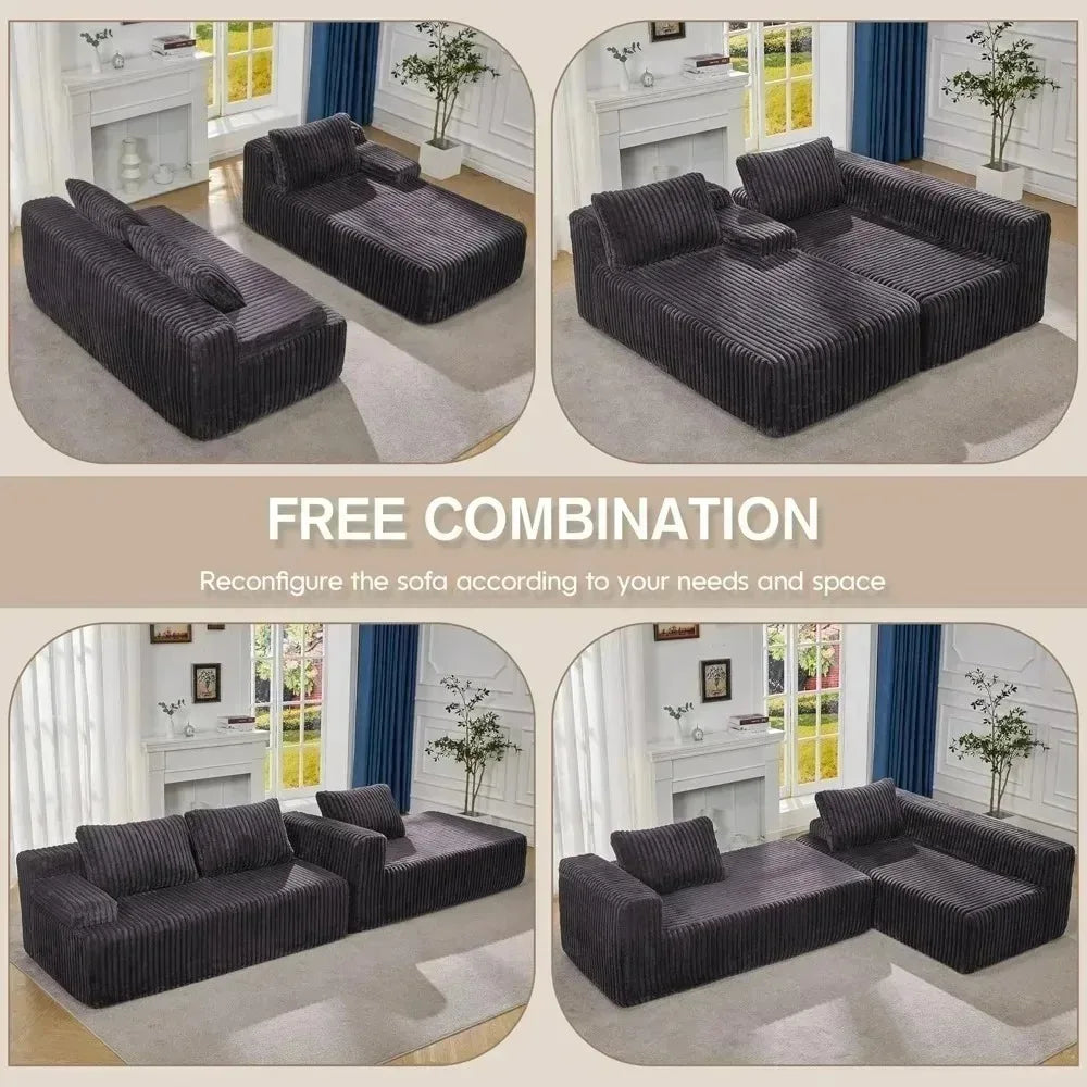 Modular L-Shaped Sectional with Storage Modules
