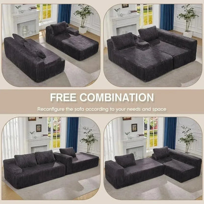 Modular L-Shaped Sectional with Storage Modules