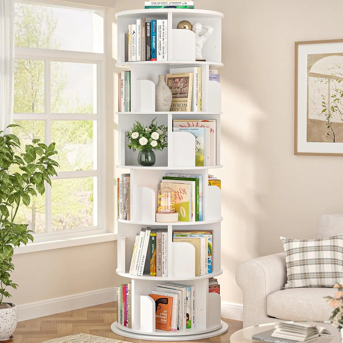 6 Tier Rotating Bookshelf