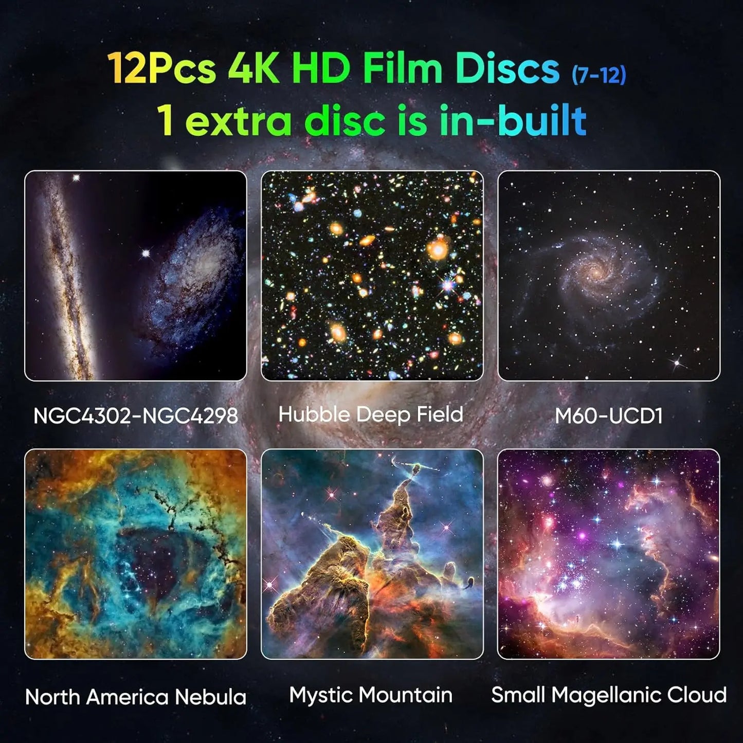 Galaxy Projector for Bedroom, HD Image Star Projector, Adjustable Galaxy Light Knob, 13 Film Discs, Planetarium Projector for Ki