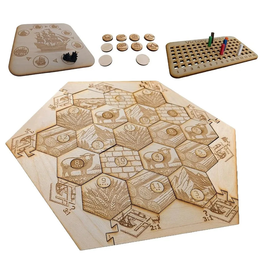 Natural Wood Tiles for Settlers of Catan Board Game