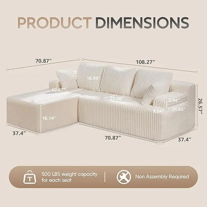 Modular L-Shaped Sectional with Storage Modules