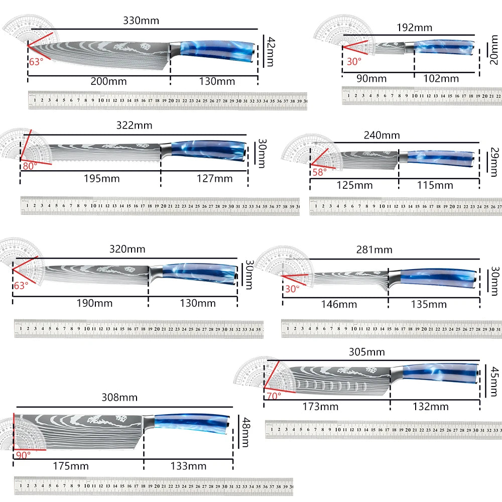 8PCS Kitchen Knives Set with Cover