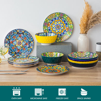 Ceramic Dinnerware Set Bohemian Style For 6