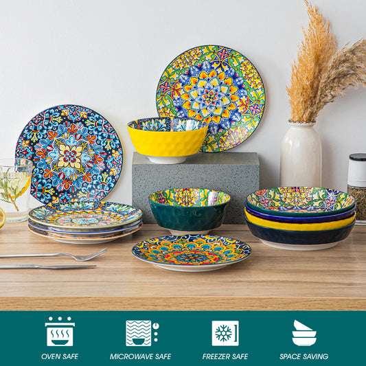 Ceramic Dinnerware Set Bohemian Style For 6