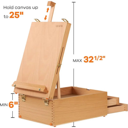 Large Tabletop Easel Box with 3 Storage Drawers