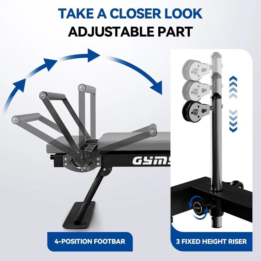 Foldable Pilates Machine with Jump Board Springs and Cords