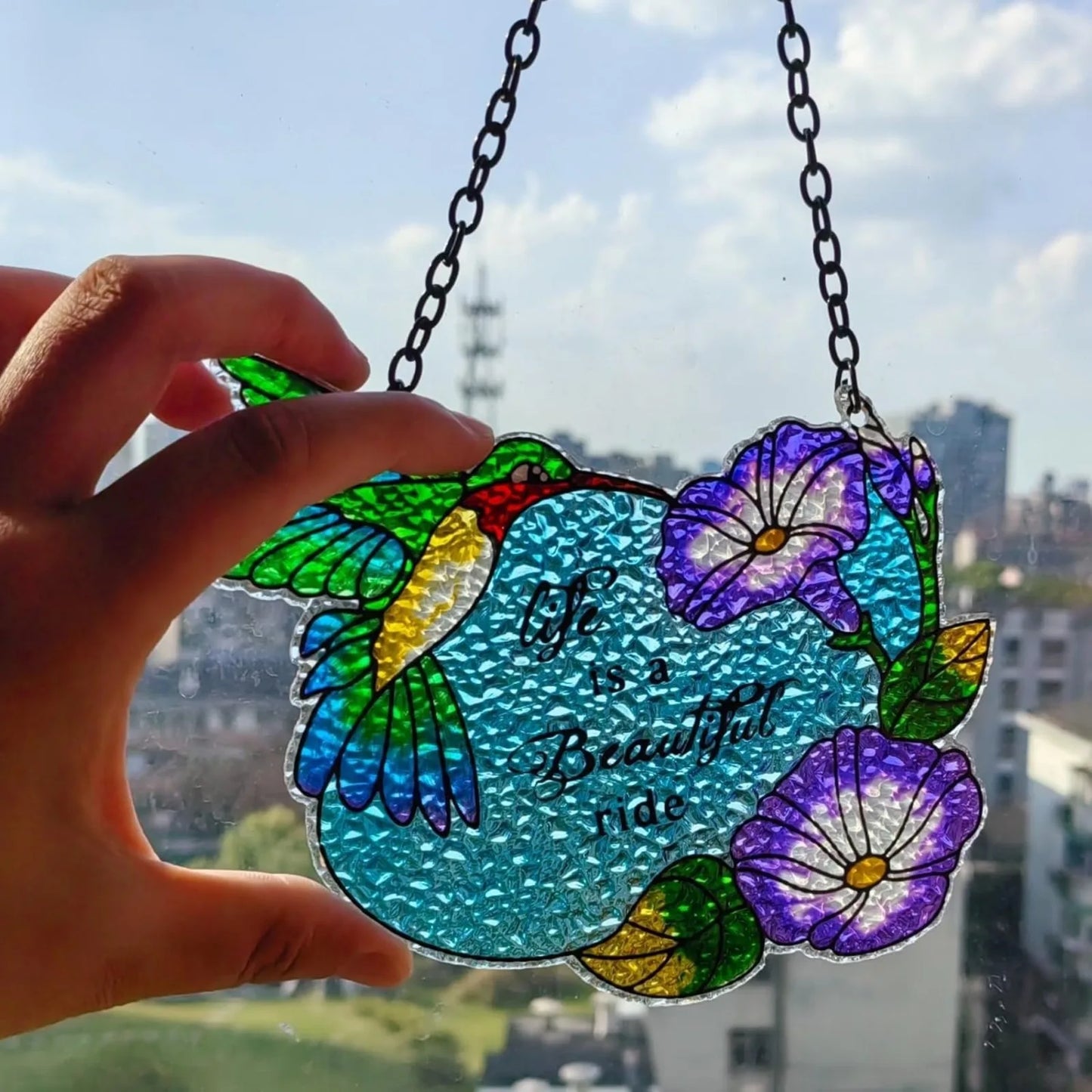 Stained Glass Hummingbird Suncatcher