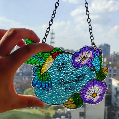 Stained Glass Hummingbird Suncatcher