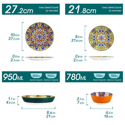 Ceramic Dinnerware Set Bohemian Style For 6