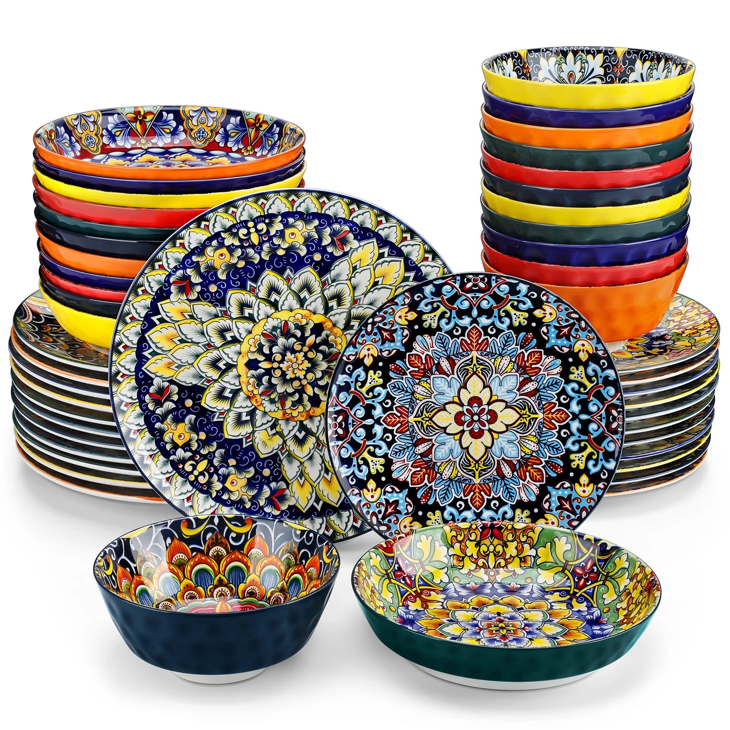 Ceramic Dinnerware Set Bohemian Style For 6