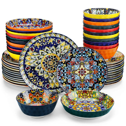 Ceramic Dinnerware Set Bohemian Style For 6