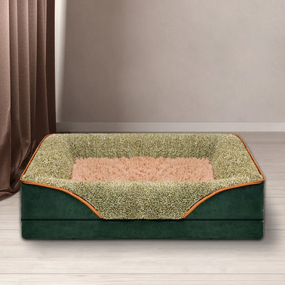 Oversized pet bed, washable with raised edges,