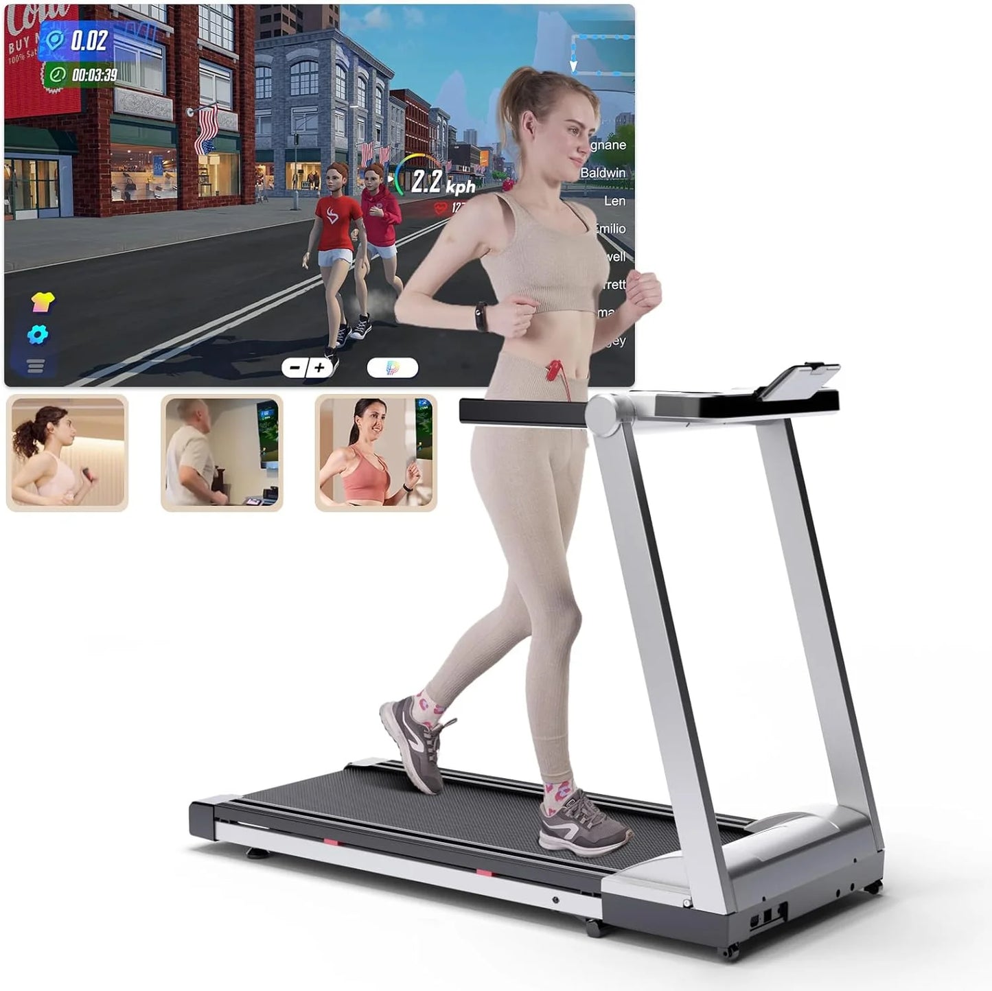 3.5HP Foldable Treadmill 350lbs Adjustable Incline