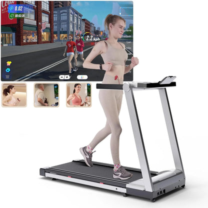 3.5HP Foldable Treadmill 350lbs Adjustable Incline