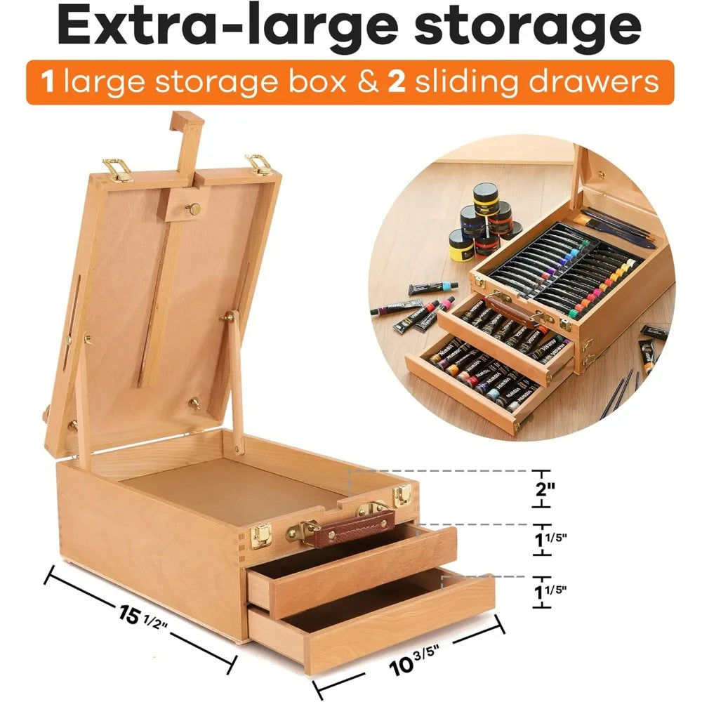 Large Tabletop Easel Box with 3 Storage Drawers