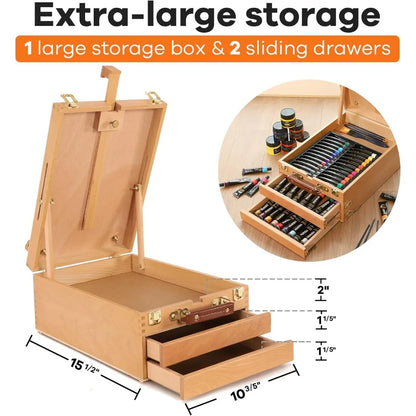 Large Tabletop Easel Box with 3 Storage Drawers