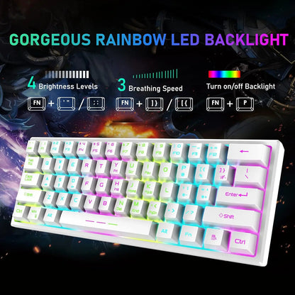 Wireless Gaming Keyboard and Mouse Combo, Rainbow LED Backlight