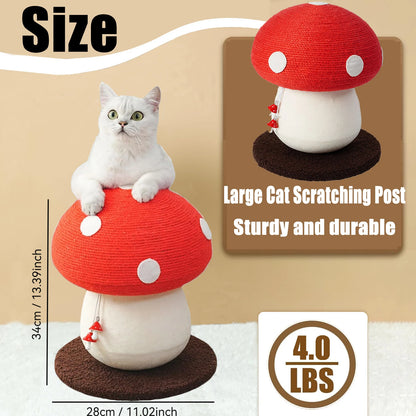 Red Mushroom-Shaped Sisal Cat Scratching Post