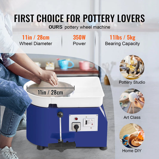 11in Pottery Wheel Machine, Adjustable Foot Pedal Control