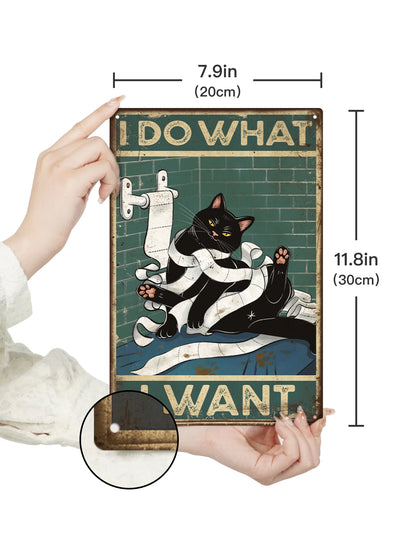 Black Cat Wall Art Decor for Bathroom