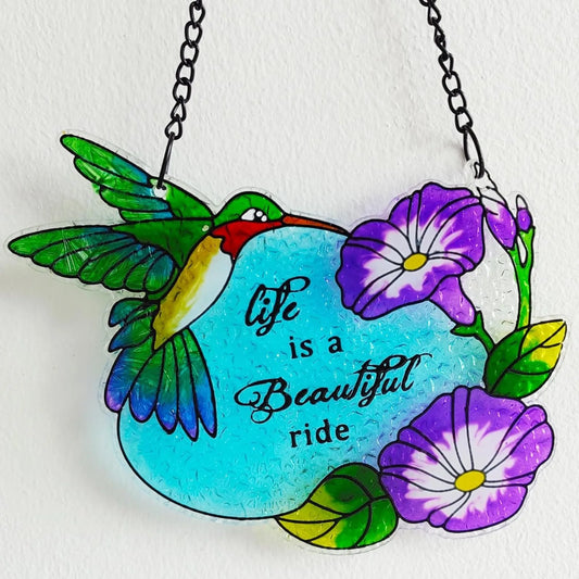 Stained Glass Hummingbird Suncatcher