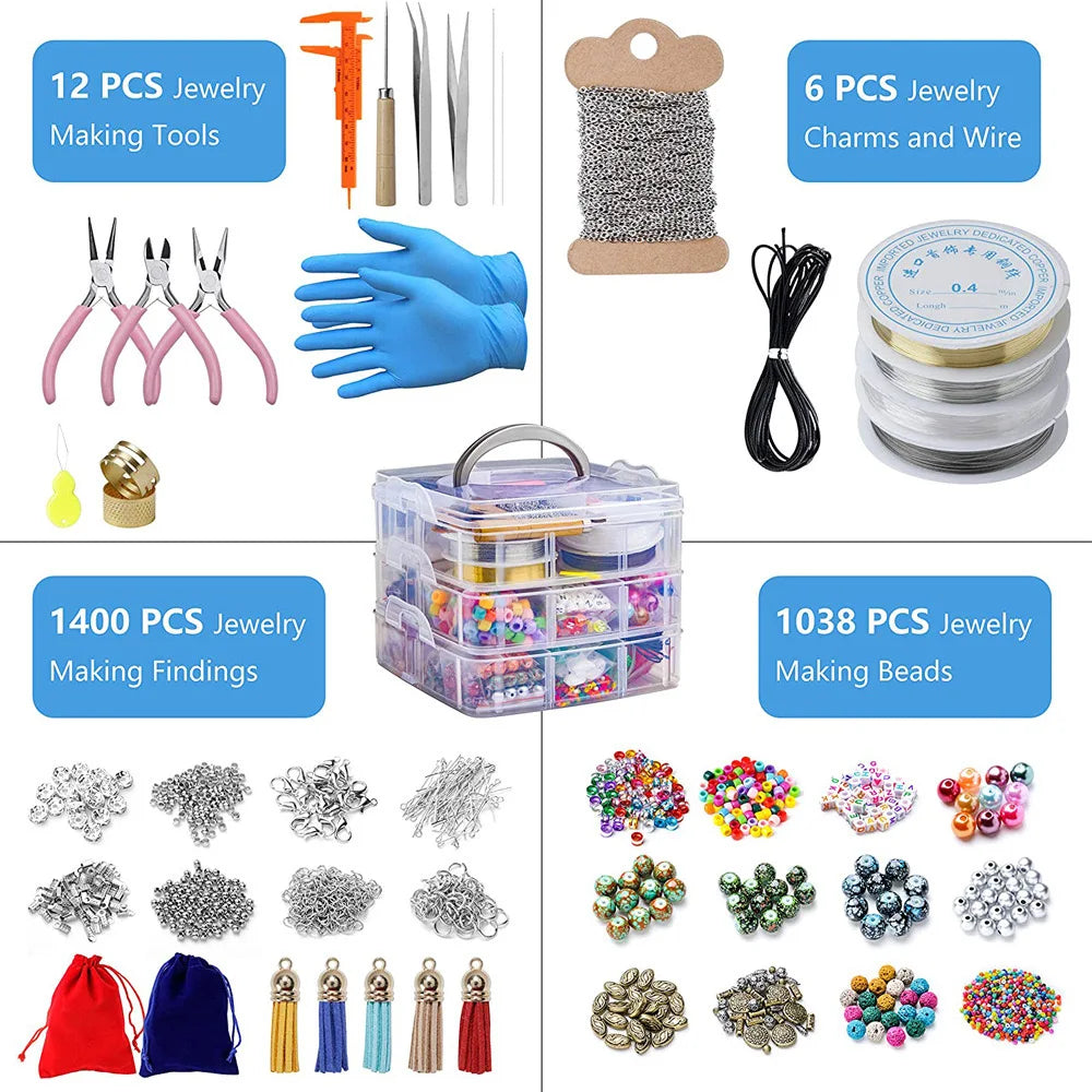 2456-Piece Deluxe DIY Bead Jewelry Making Kit