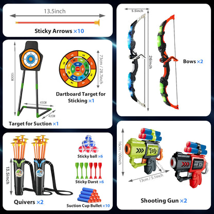 Bow Arrow + Guns Toy For Kids Archery Stand Target Board