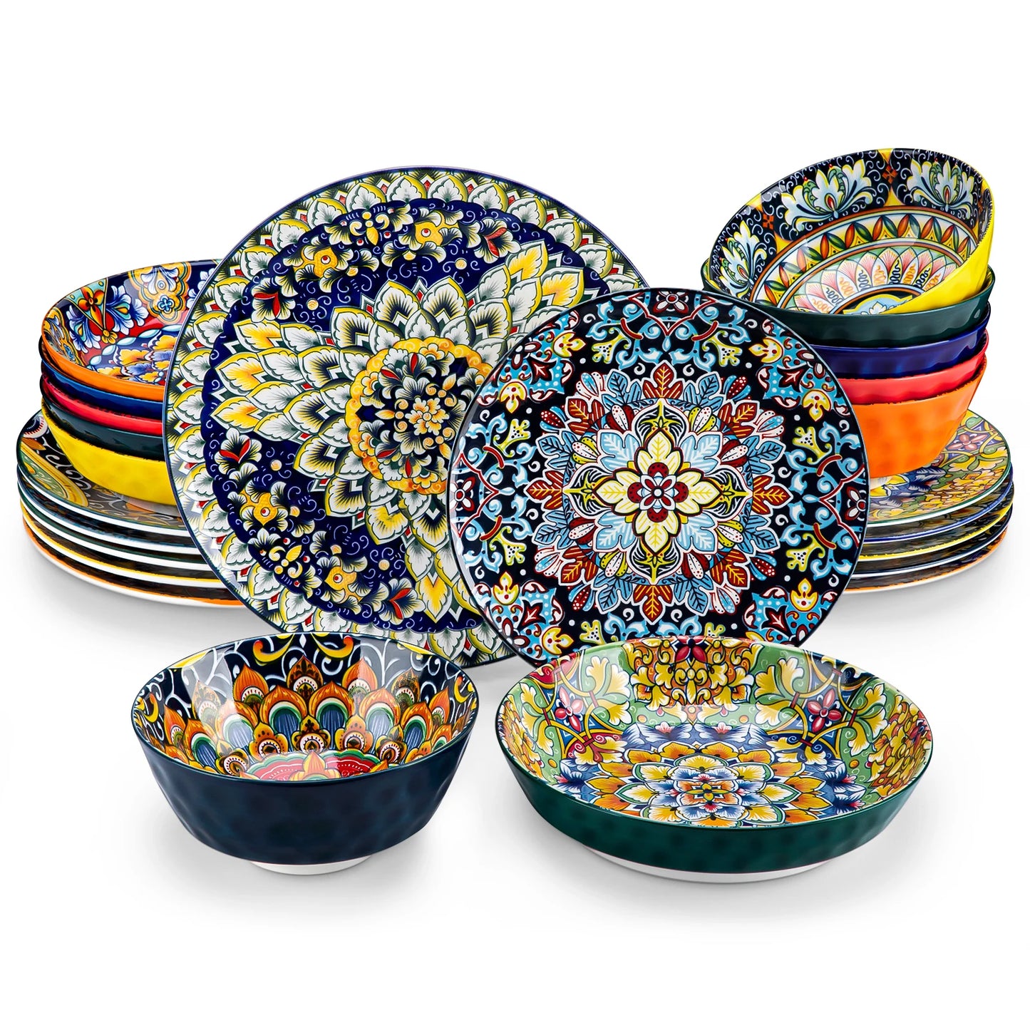 Ceramic Dinnerware Set Bohemian Style For 6