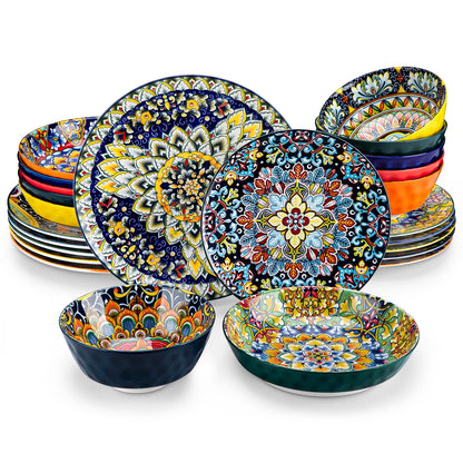 Ceramic Dinnerware Set Bohemian Style For 6