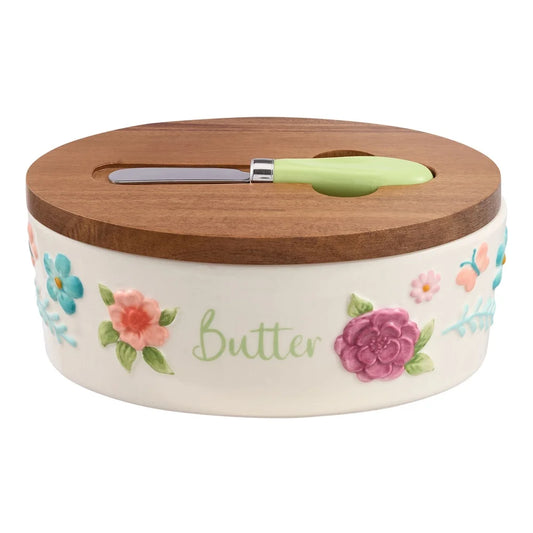 Painted Meadow Butter Dish Set with Serving Knife